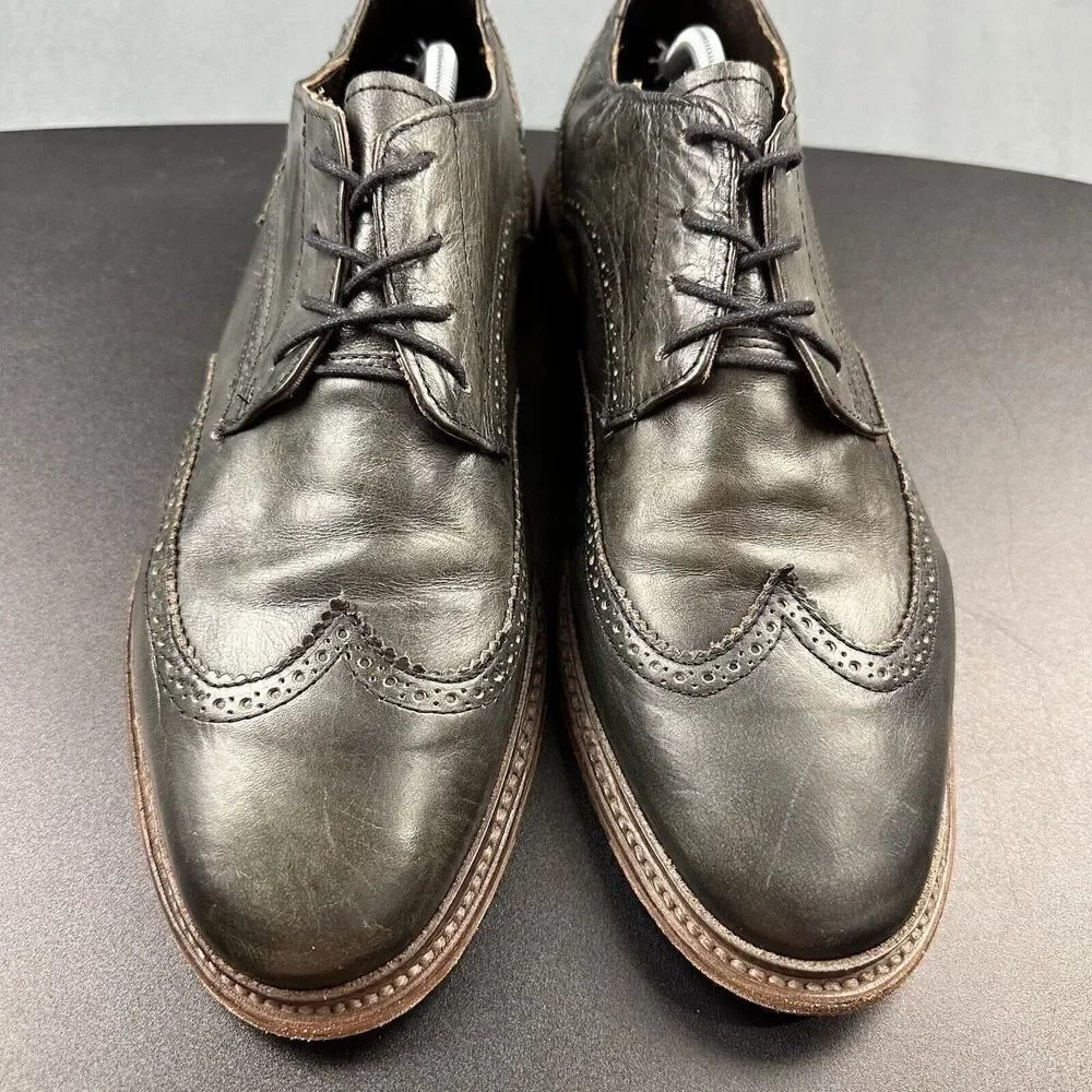 Freebird Shoes Mens 12 Kensington Olive Oxford Wingtip Leather Almond Toe